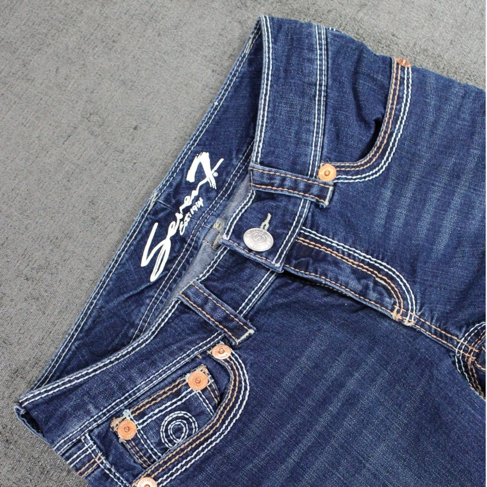 Seven7 Girls Dark Wash Straight Leg Denim Jeans Size 6 Embroidered Pockets
